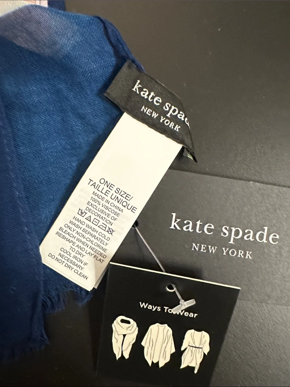 NWT Kate Spade Navy White & Orange Striped Scarf